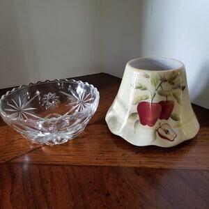 Home Interiors candle top and small anchor hocking bowl